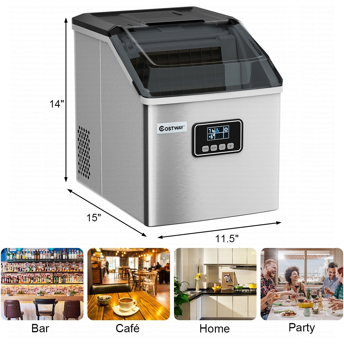 Machine à glaçons Costway en acier inoxydable, pour comptoir, 48 lbs/24h