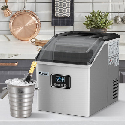 Machine à glaçons Costway en acier inoxydable, pour comptoir, 48 lbs/24h