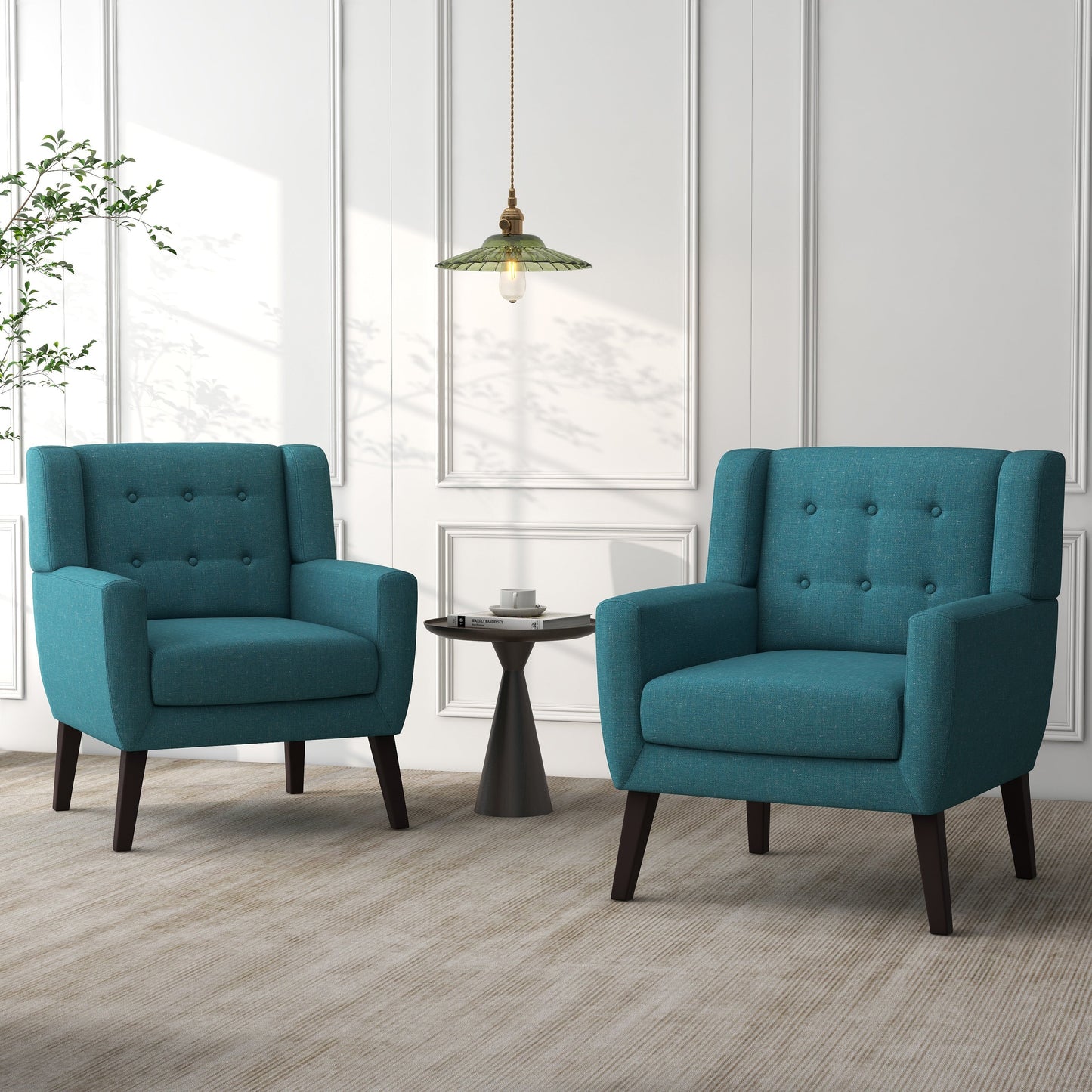 Fauteuil d'appoint moderne en tissu imitation coton/lin