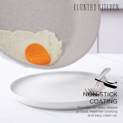 Country Kitchen Non-Stick Cast Aluminum Cookware Set - Durable Kitchen Cookware for Everyday Cooking, 6-11 Pc