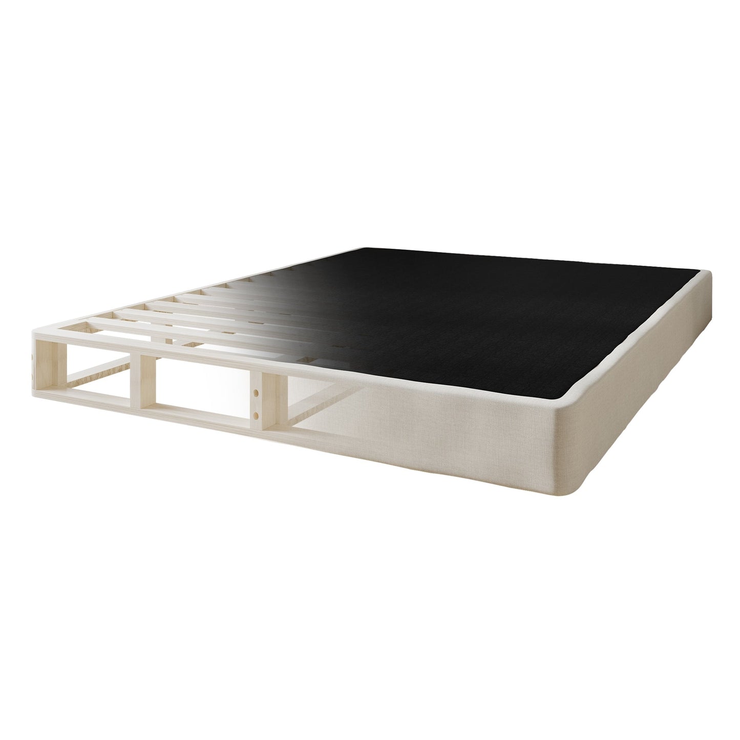 Sommier à lattes en bois massif CraftPorch de 5 pouces avec revêtement en lin gris chaud.