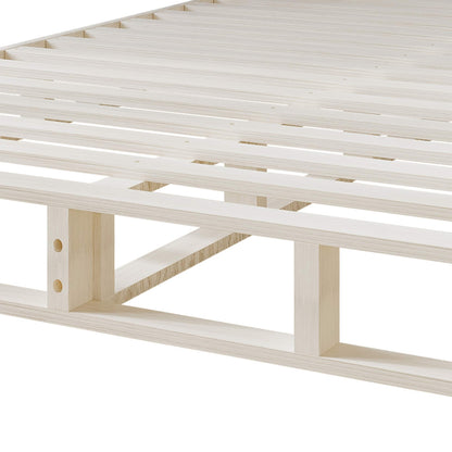 Sommier à lattes en bois massif CraftPorch de 5 pouces avec revêtement en lin gris chaud.