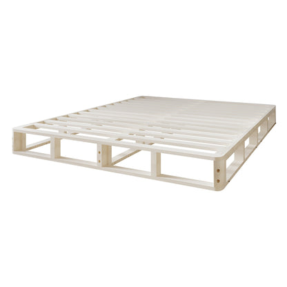 Sommier à lattes en bois massif CraftPorch de 5 pouces avec revêtement en lin gris chaud.