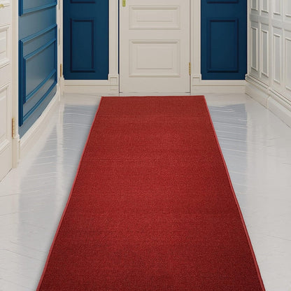 Custom Size Solid Design Beige,Brown,Red Color Non-Slip Rubber Backing- 26 Inch Wide x Your Choice of Length Runner Rug