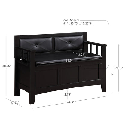 Banc d'entrée avec rangement et couvercle relevable en bois Dahlia
