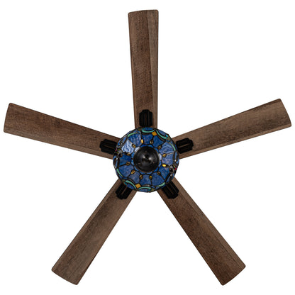 Ventilateur de plafond Della River of Goods de 52 pouces avec 3 lumières, télécommande, fini bronze huilé et verre teinté