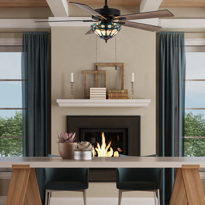 Ventilateur de plafond Della River of Goods de 52 pouces avec 3 lumières, télécommande, fini bronze huilé et verre teinté
