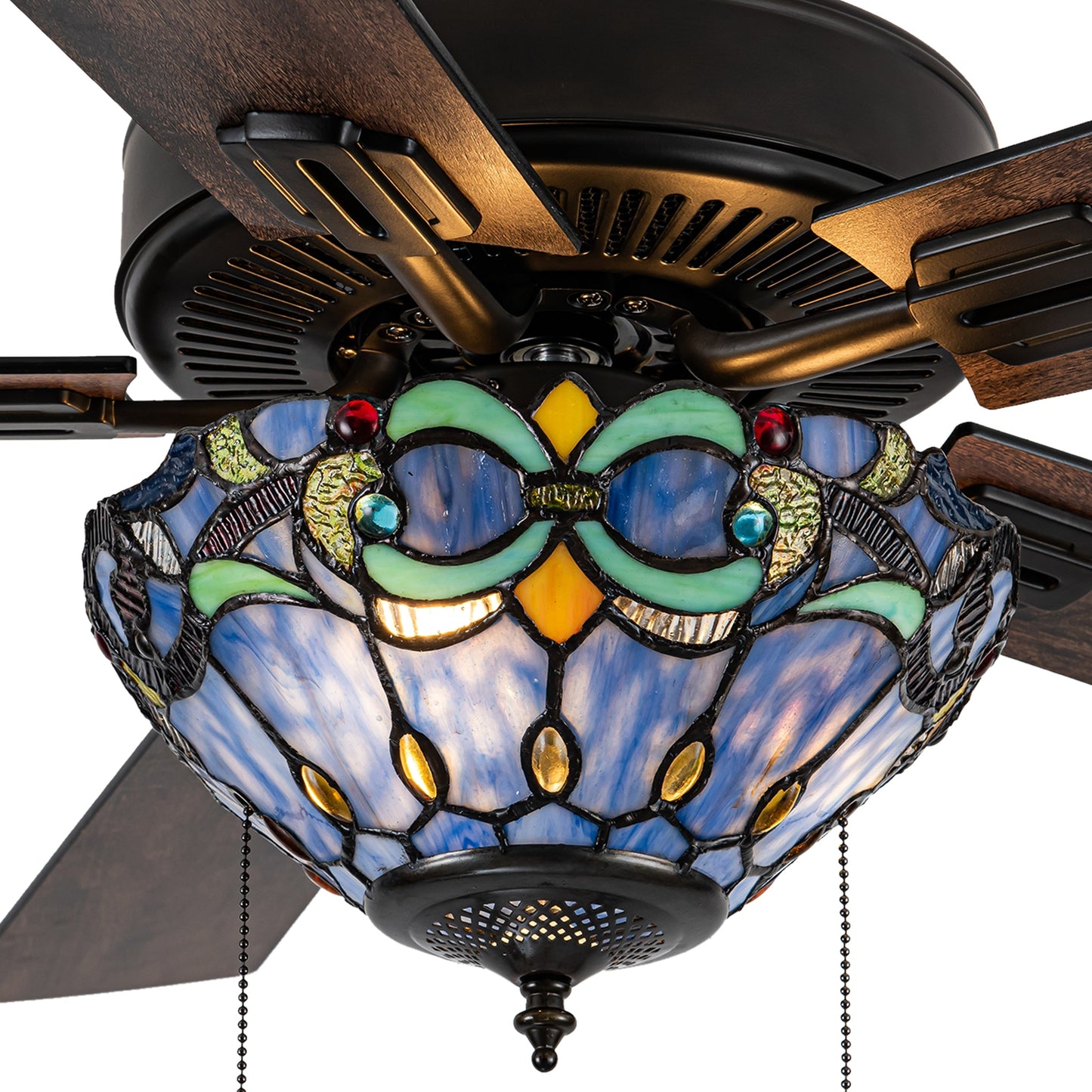 Ventilateur de plafond Della River of Goods de 52 pouces avec 3 lumières, télécommande, fini bronze huilé et verre teinté