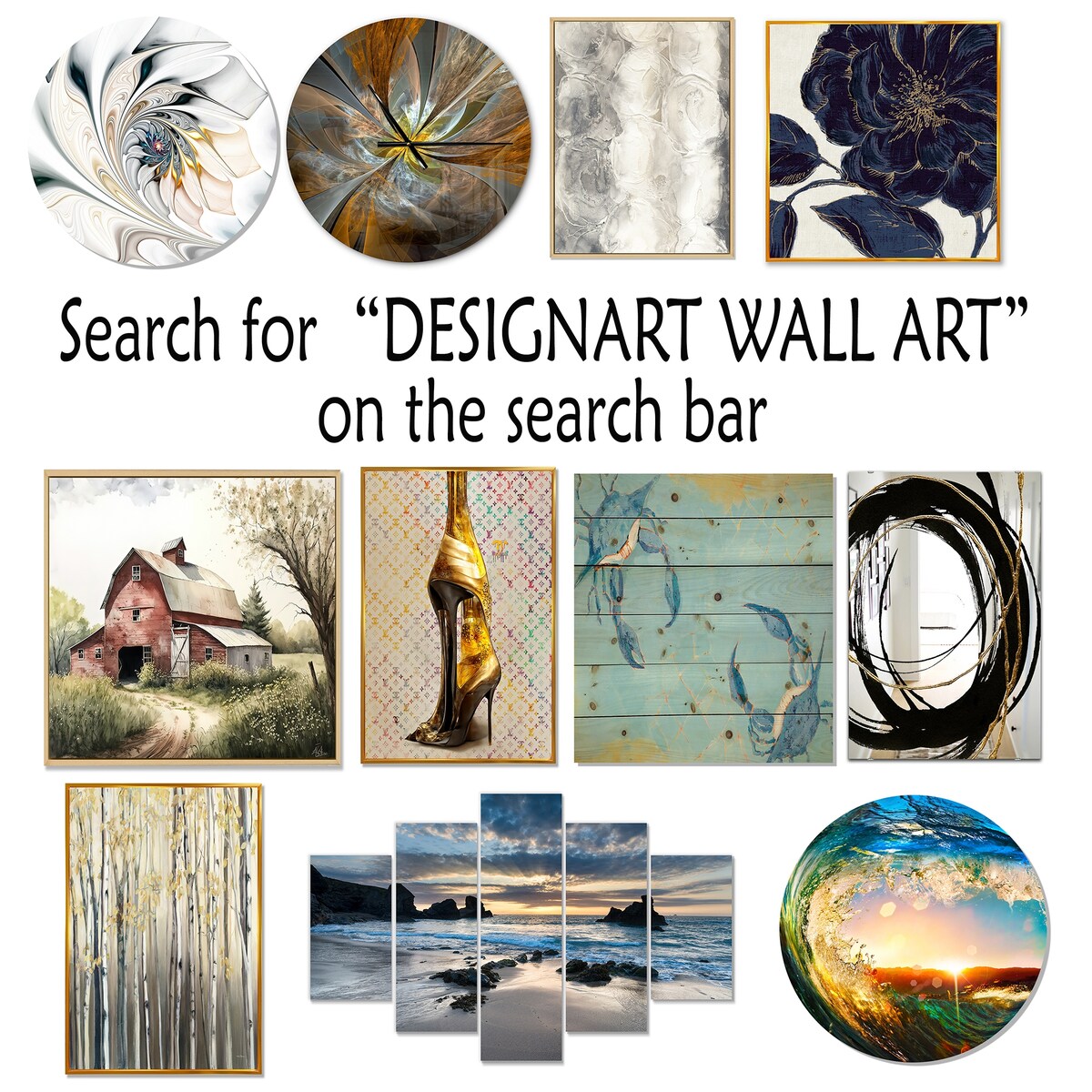 Designart Red Black Contemplative Abstraction IX Modern Waves - Ensemble de 5 décorations murales rondes en métal