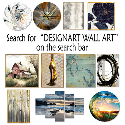Designart Red Black Contemplative Abstraction IX Modern Waves - Ensemble de 5 décorations murales rondes en métal