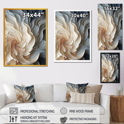 Designart White And Blue Feather Spiral II Abstract Geometric Blue Wall Decor - Modern Entryway Framed Wall Art