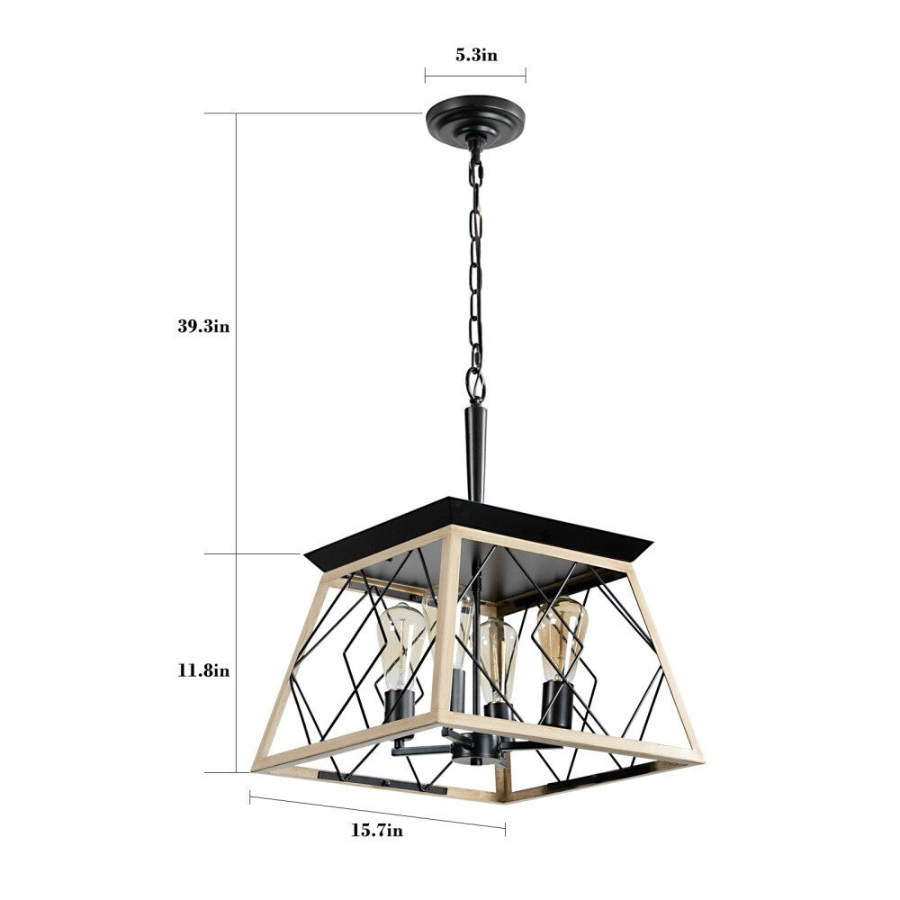 Luminaires à suspension à 4 lumières, style ferme, avec gradation, pour salle à manger, sans ampoules