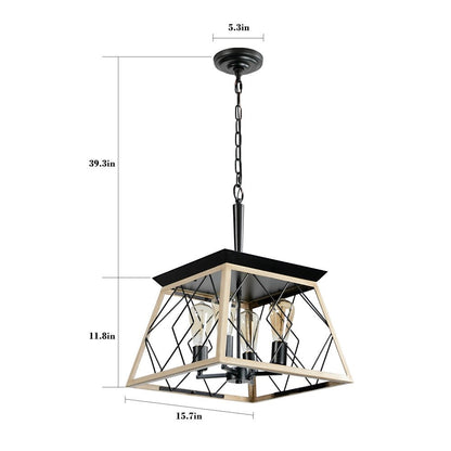 Luminaires à suspension à 4 lumières, style ferme, avec gradation, pour salle à manger, sans ampoules