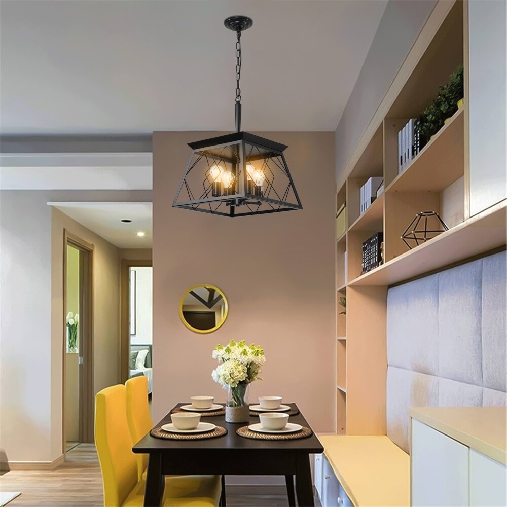 Luminaires à suspension à 4 lumières, style ferme, avec gradation, pour salle à manger, sans ampoules