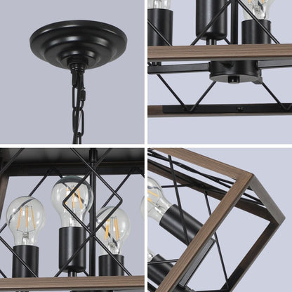 Luminaires à suspension à 4 lumières, style ferme, avec gradation, pour salle à manger, sans ampoules