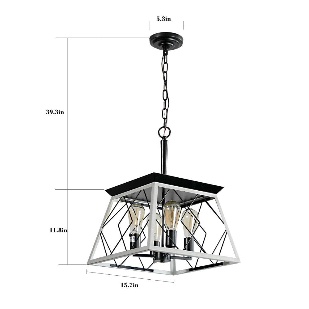 Luminaires à suspension à 4 lumières, style ferme, avec gradation, pour salle à manger, sans ampoules