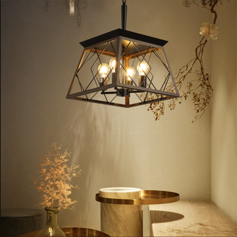 Luminaires à suspension à 4 lumières, style ferme, avec gradation, pour salle à manger, sans ampoules