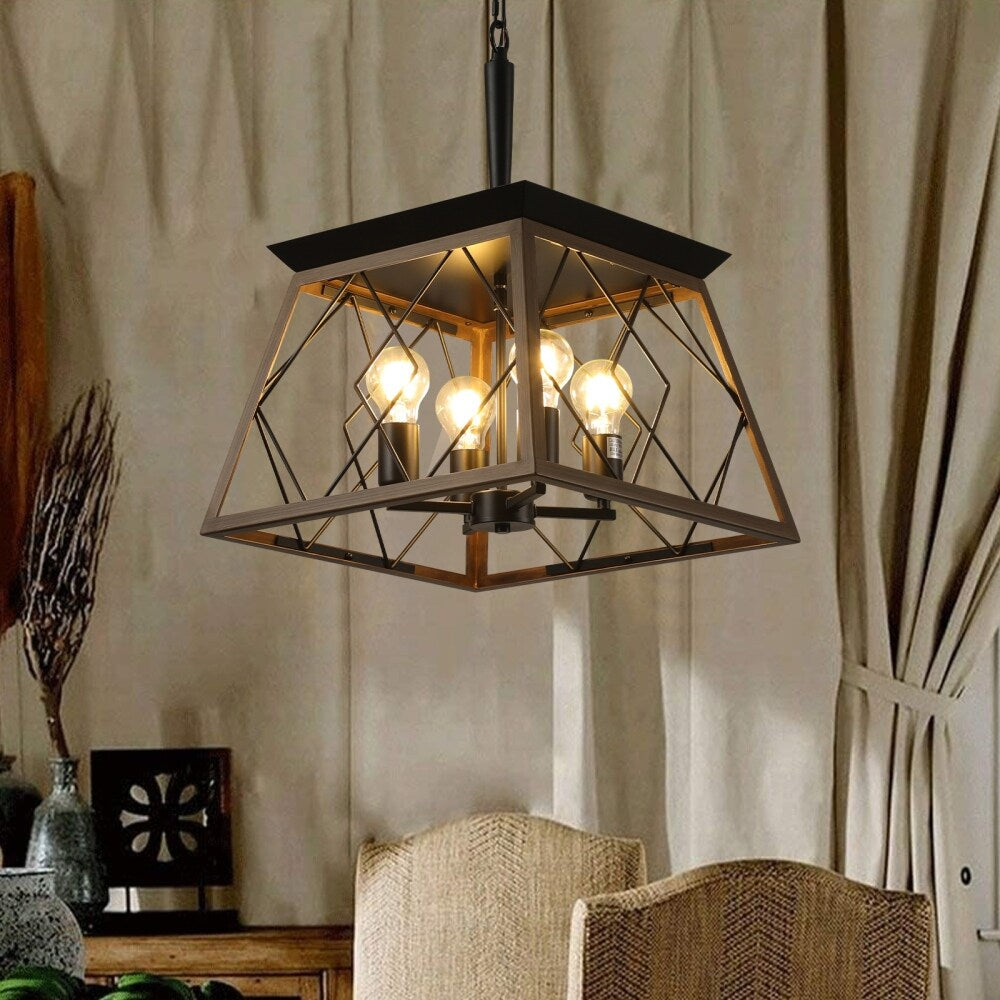 Luminaires à suspension à 4 lumières, style ferme, avec gradation, pour salle à manger, sans ampoules