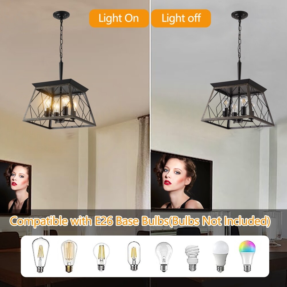 Luminaires à suspension à 4 lumières, style ferme, avec gradation, pour salle à manger, sans ampoules