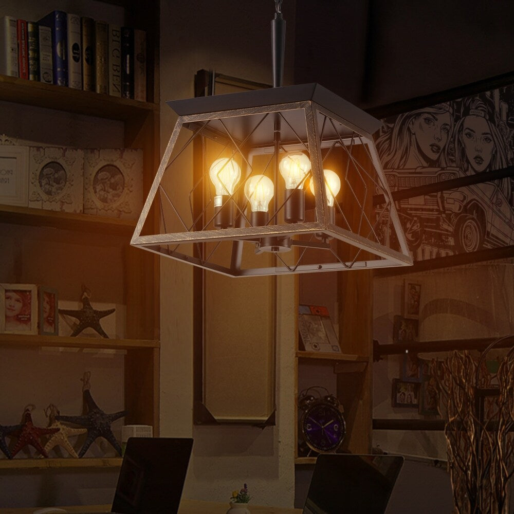 Luminaires à suspension à 4 lumières, style ferme, avec gradation, pour salle à manger, sans ampoules