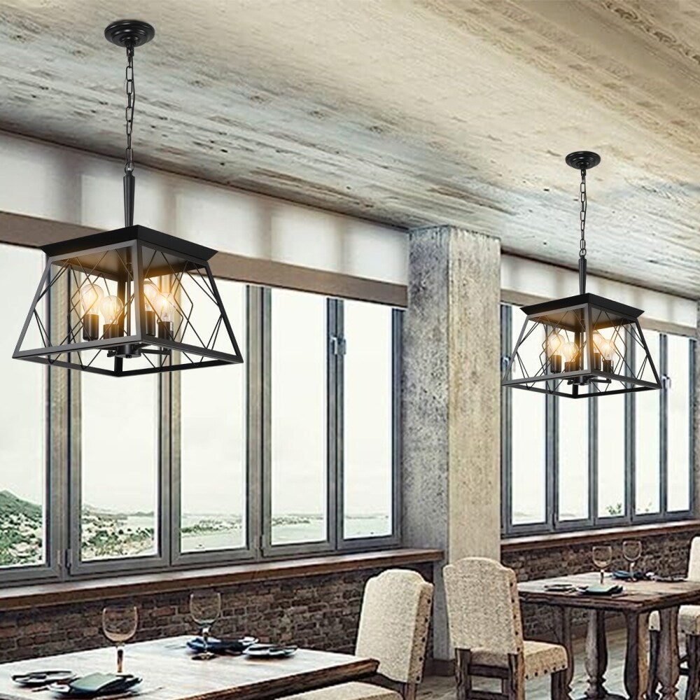 Luminaires à suspension à 4 lumières, style ferme, avec gradation, pour salle à manger, sans ampoules