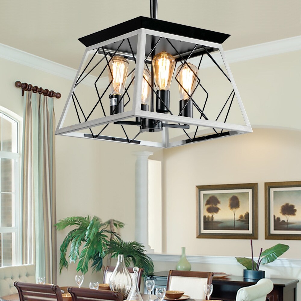 Luminaires à suspension à 4 lumières, style ferme, avec gradation, pour salle à manger, sans ampoules