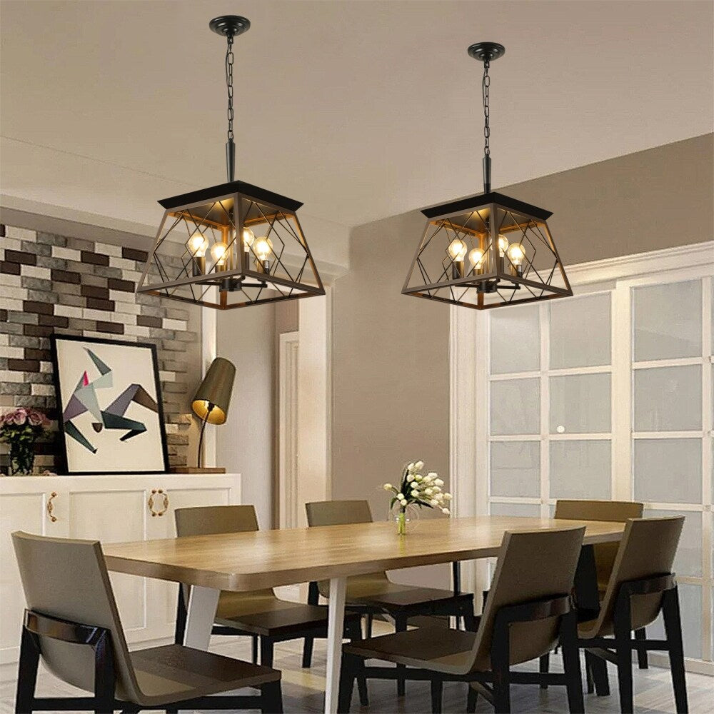 Luminaires à suspension à 4 lumières, style ferme, avec gradation, pour salle à manger, sans ampoules