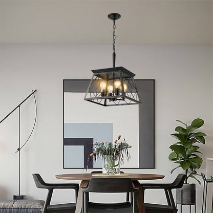 Luminaires à suspension à 4 lumières, style ferme, avec gradation, pour salle à manger, sans ampoules