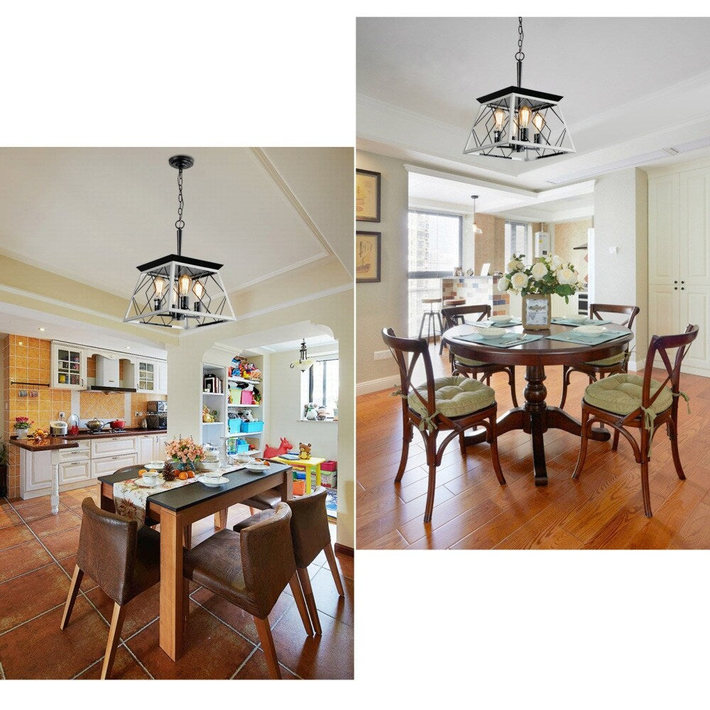 Luminaires à suspension à 4 lumières, style ferme, avec gradation, pour salle à manger, sans ampoules