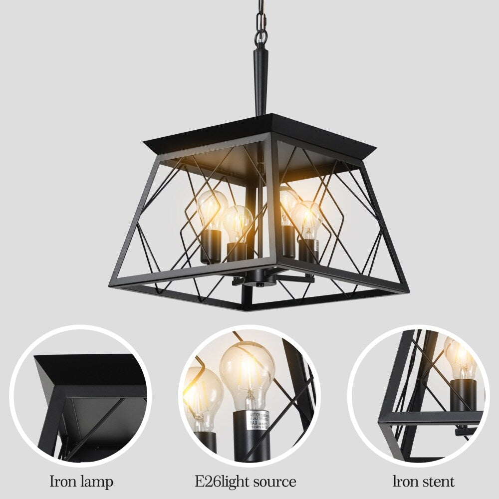 Luminaires à suspension à 4 lumières, style ferme, avec gradation, pour salle à manger, sans ampoules