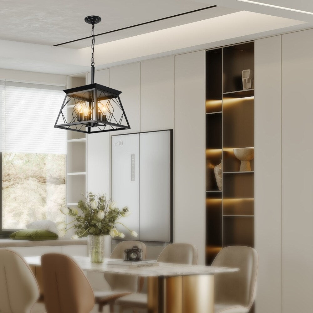 Luminaires à suspension à 4 lumières, style ferme, avec gradation, pour salle à manger, sans ampoules
