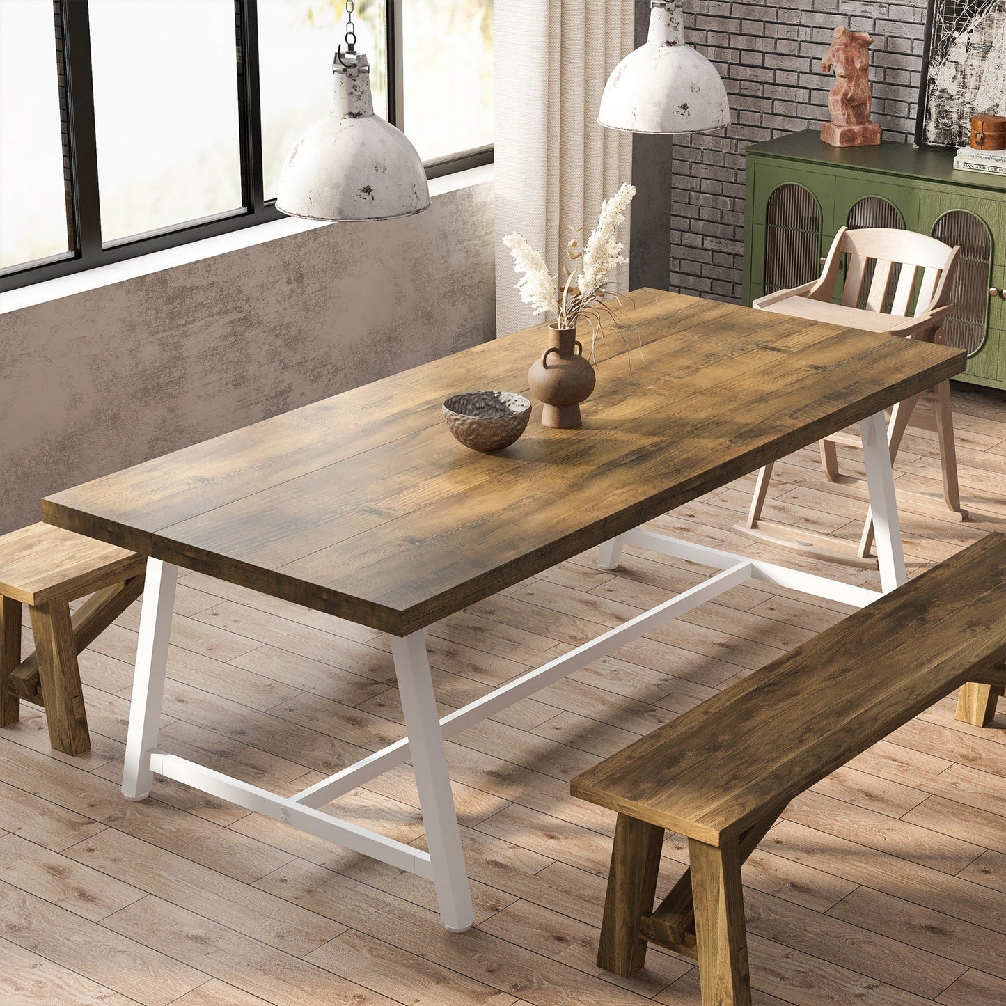 Table de salle à manger pour 8 personnes, table de cuisine rectangulaire en bois de 180 cm (70,87 pouces)