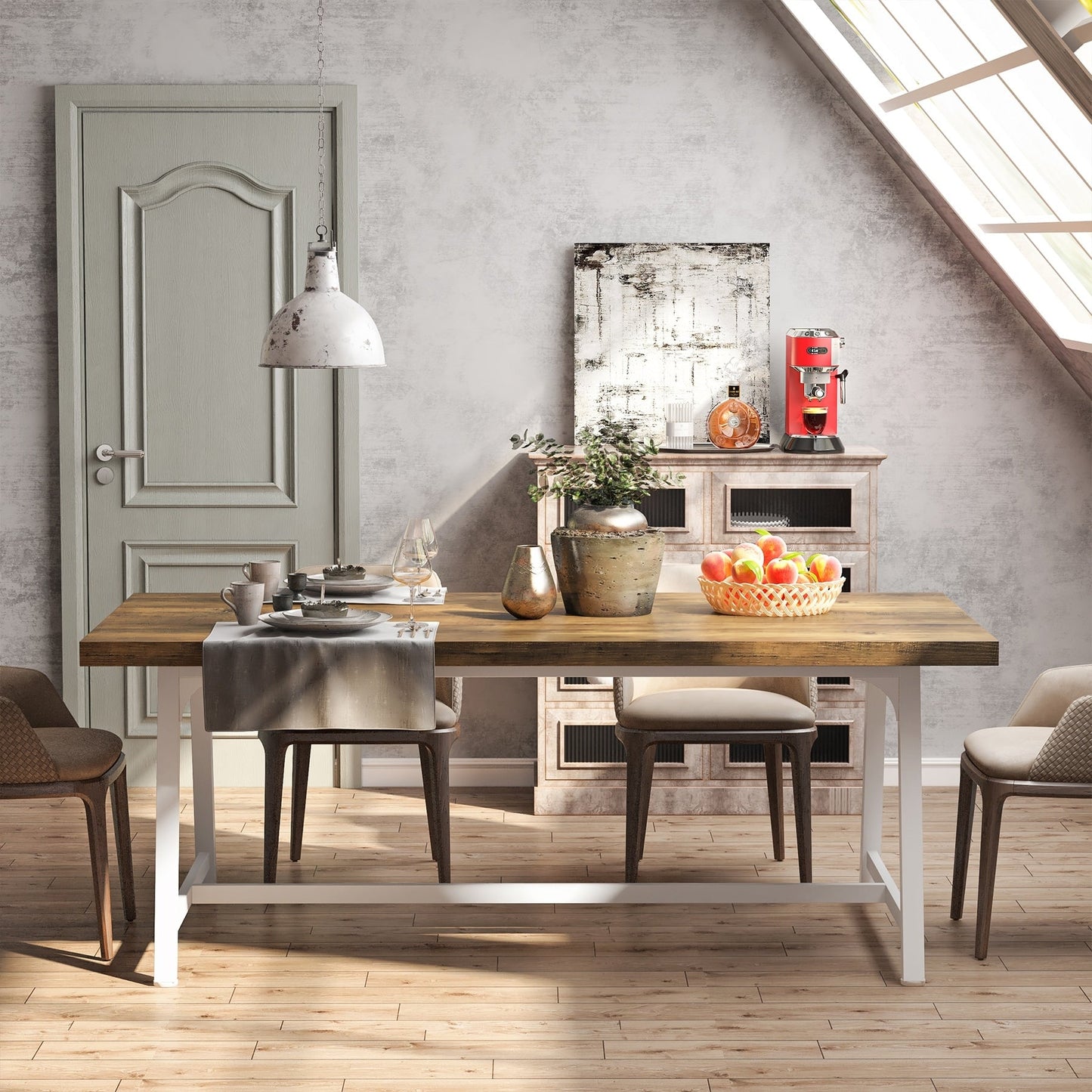 Table de salle à manger pour 8 personnes, table de cuisine rectangulaire en bois de 180 cm (70,87 pouces)