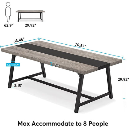 Table de salle à manger pour 8 personnes, table de cuisine rectangulaire en bois de 180 cm (70,87 pouces)