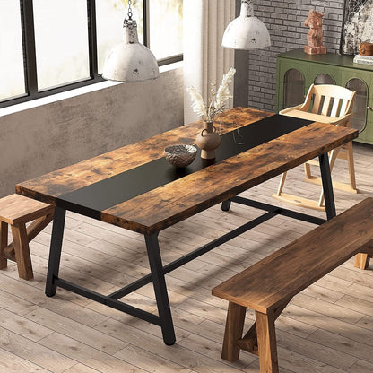 Table de salle à manger pour 8 personnes, table de cuisine rectangulaire en bois de 180 cm (70,87 pouces)