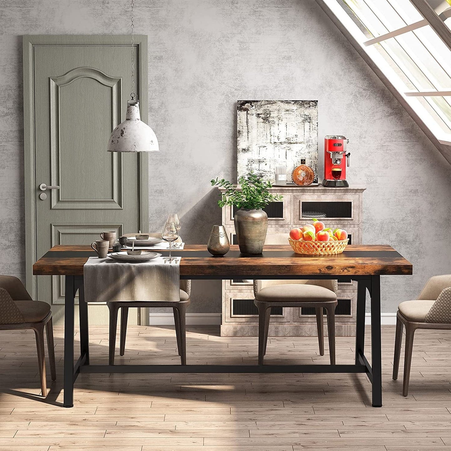 Table de salle à manger pour 8 personnes, table de cuisine rectangulaire en bois de 180 cm (70,87 pouces)