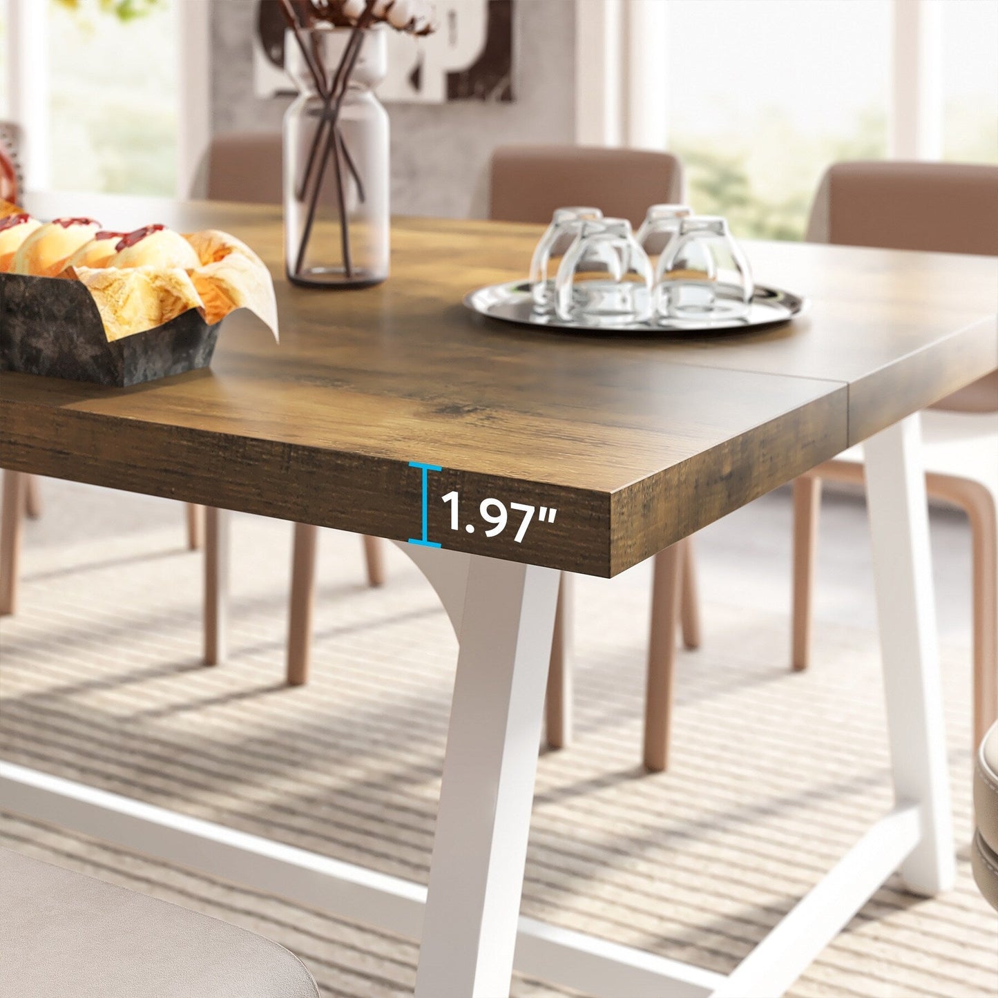 Table de salle à manger pour 8 personnes, table de cuisine rectangulaire en bois de 180 cm (70,87 pouces)