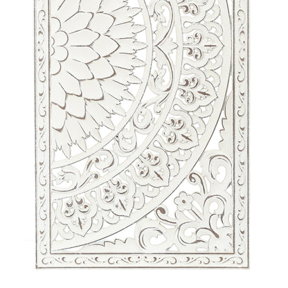 Décoration murale en bois blanc ivoire patiné avec accents noirs (lot de 2)