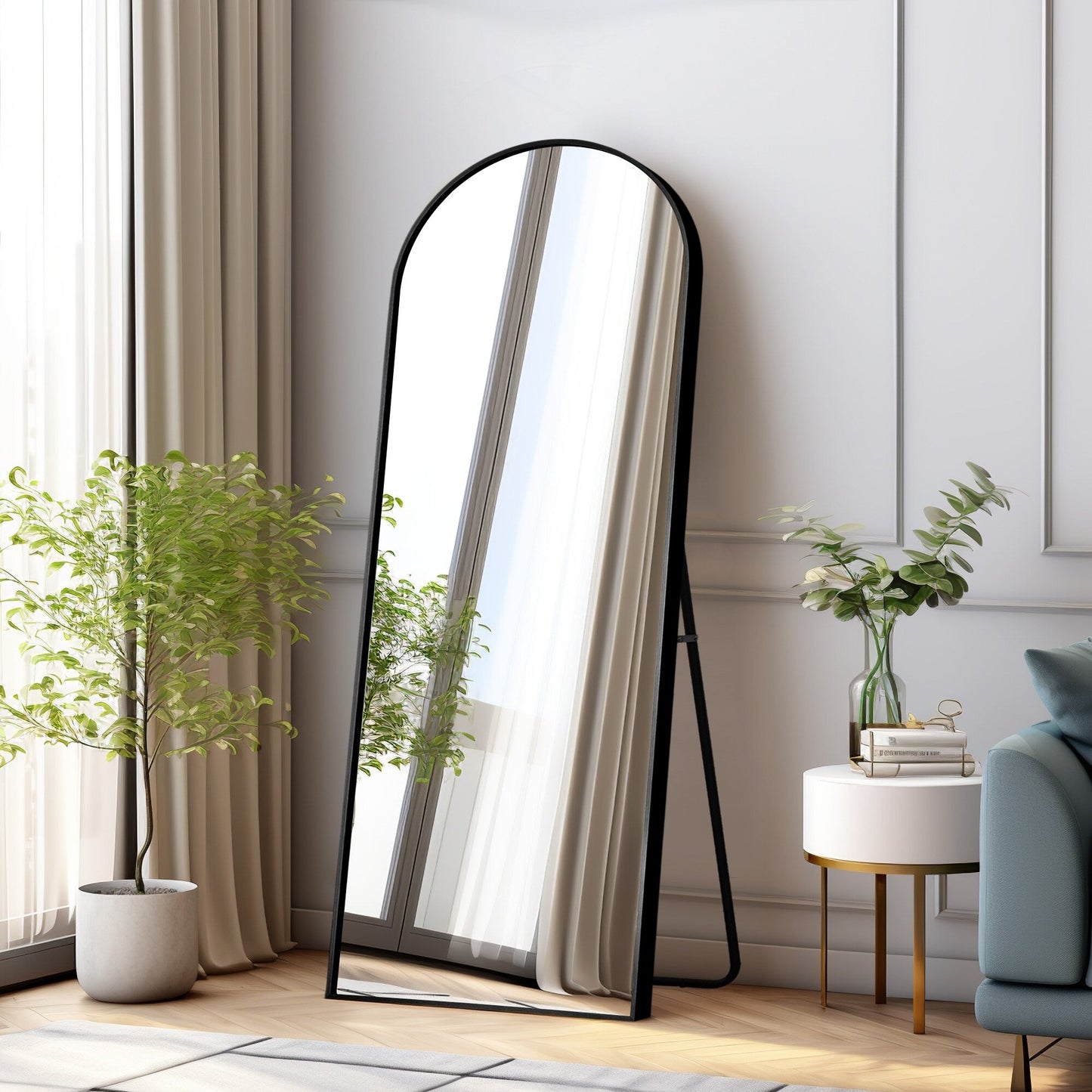 Dovelina Miroir mural à poser, miroir de sol à arche, miroir grand format