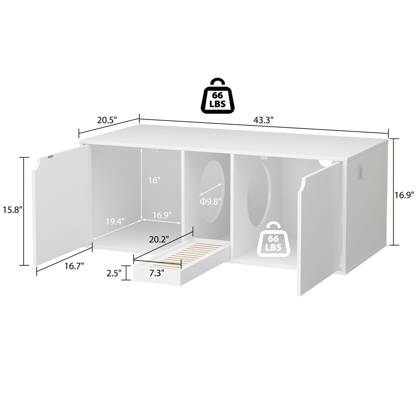 Dual-Compartment Cat Litter Box Enclosure Multi-Functional Furniture