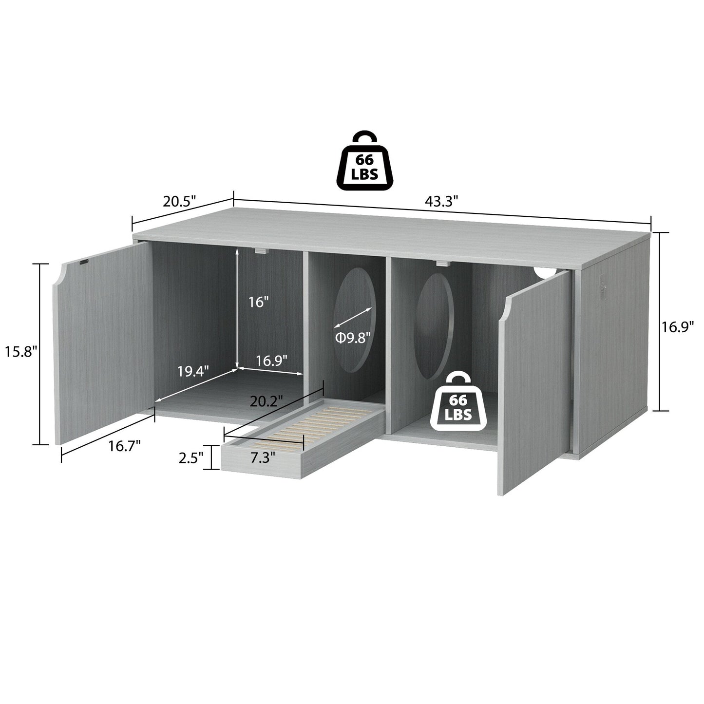 Dual-Compartment Cat Litter Box Enclosure Multi-Functional Furniture