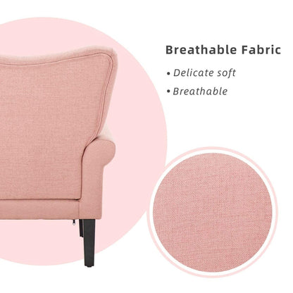 Fauteuil d'appoint moderne Erommy, fauteuil à dossier haut, canapé simple recouvert de tissu avec boutons et pieds en bois pour salon.
