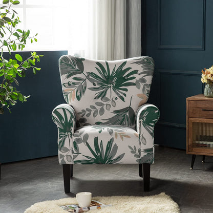 Fauteuil d'appoint moderne Erommy, fauteuil à dossier haut, canapé simple recouvert de tissu avec boutons et pieds en bois pour salon.