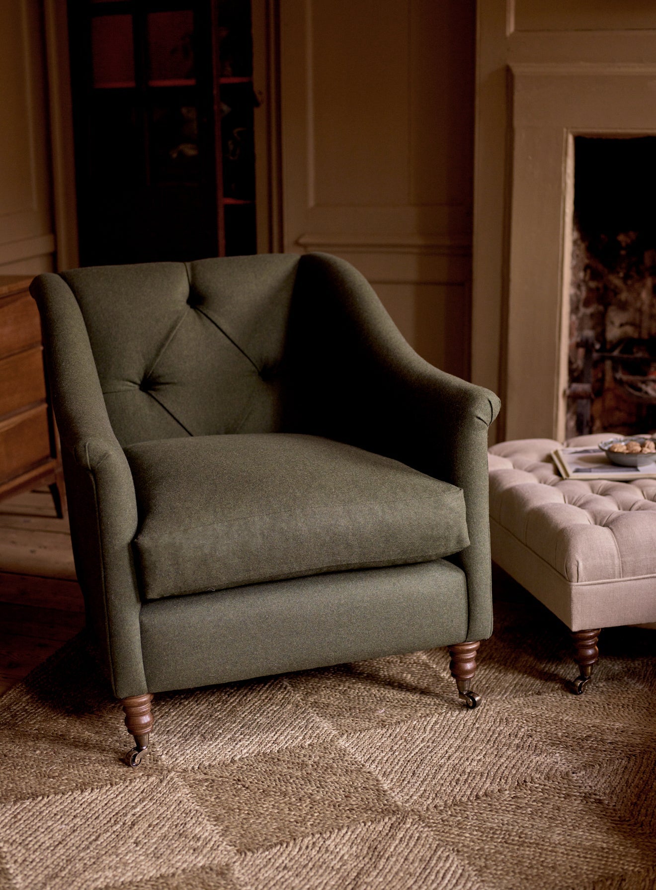 Fauteuil Elbert, rayure ocre Heritage