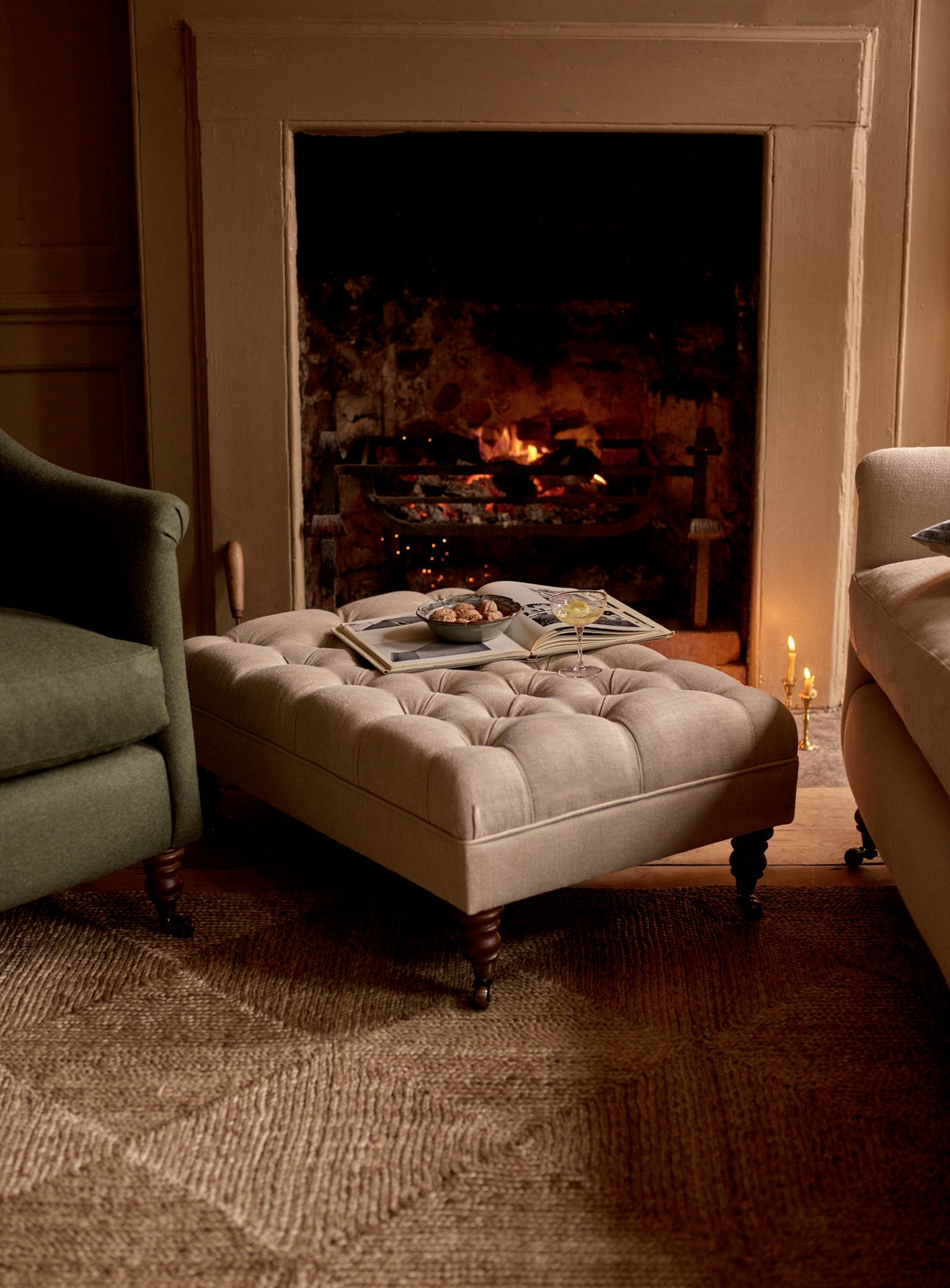 Repose-pieds Elbert, rayures ocres Heritage