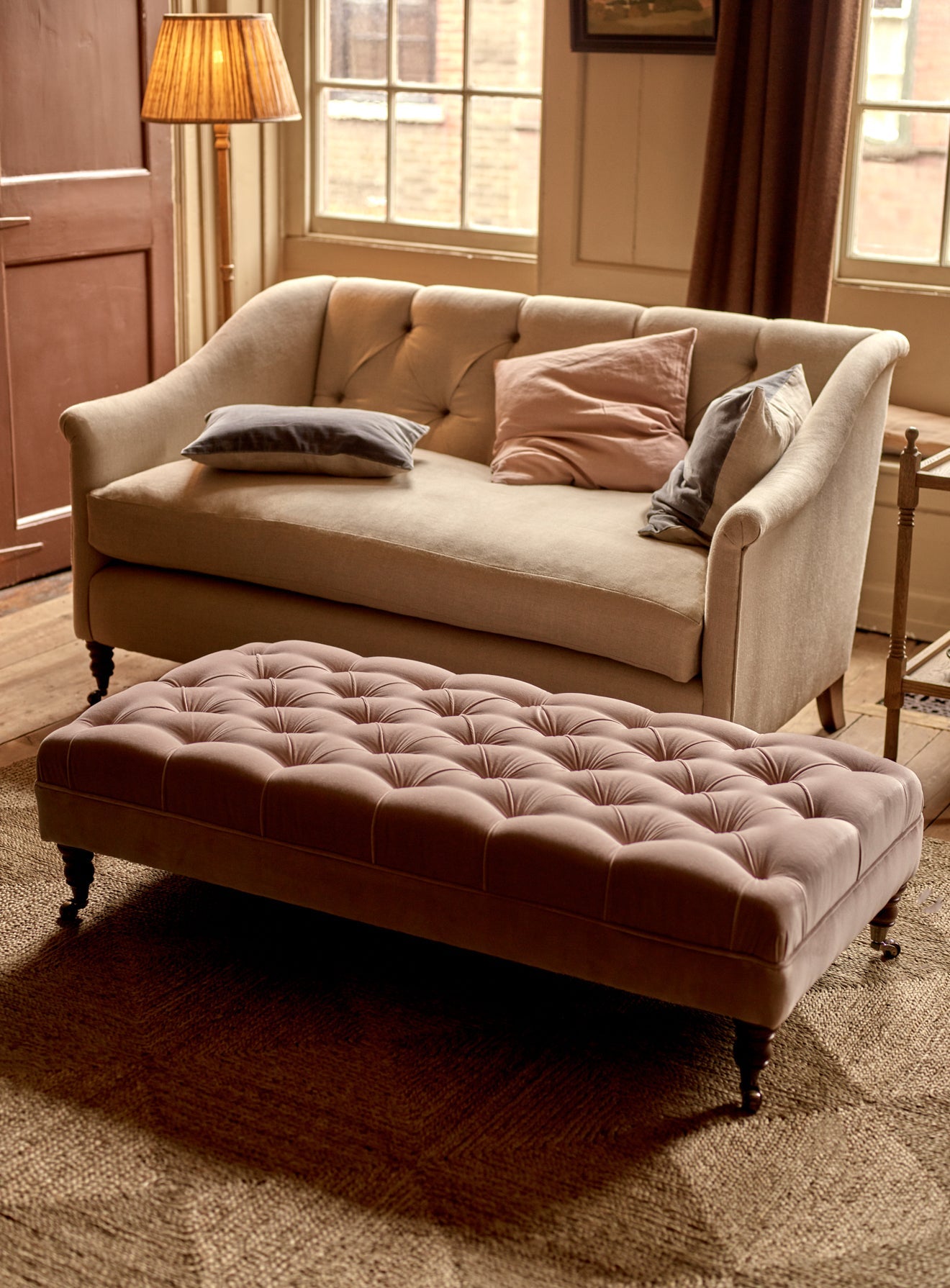 Ottoman Elbert, rayure ocre Heritage