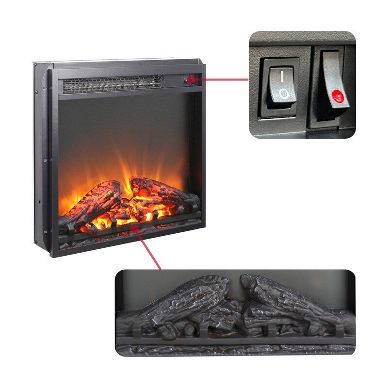 Insert de cheminée électrique avec réglage de la chaleur, de la luminosité, minuterie et protection contre la surchauffe, 1400W, homologué CSA.