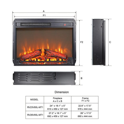Insert de cheminée électrique avec réglage de la chaleur, de la luminosité, minuterie et protection contre la surchauffe, 1400W, homologué CSA.