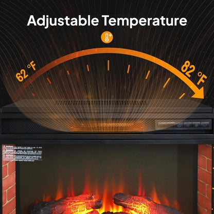 Insert de cheminée électrique avec réglage de la chaleur, de la luminosité, minuterie et protection contre la surchauffe, 1400W, homologué CSA.
