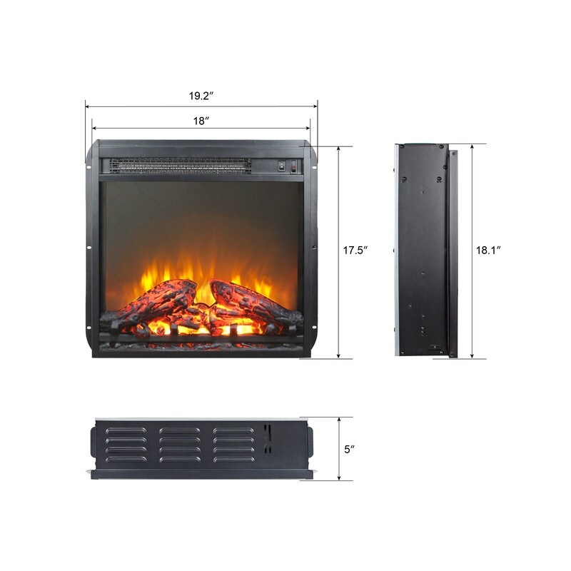Insert de cheminée électrique avec réglage de la chaleur, de la luminosité, minuterie et protection contre la surchauffe, 1400W, homologué CSA.